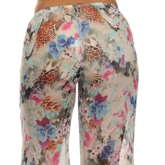 2/$25 SHEER Plus Floral Chiffon Dressy pants 2x - Picture 4 of 7